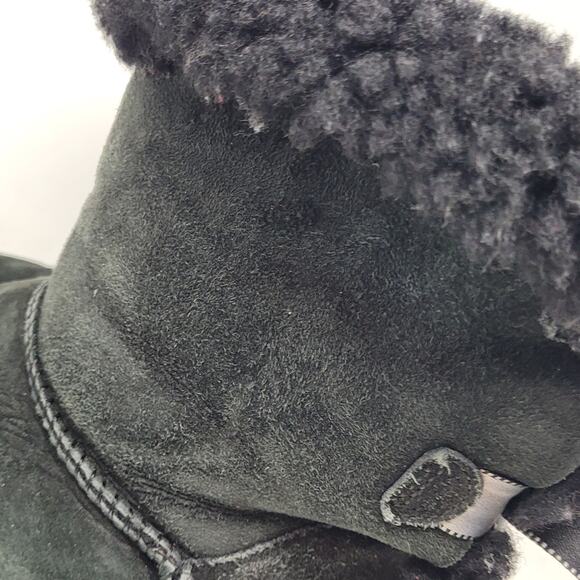 UGG Australia BAILEY BOW II SUEDE SHEEPSKIN Black BOOTS Slippers 1102937 SZ 10 - Picture 8 of 11